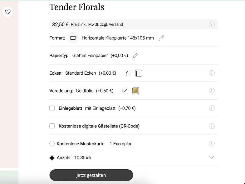 Original BuyBox with mixed option controls, extras in the same list, and a price above the configuration